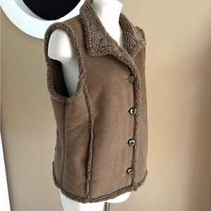 Vintage LL Bean Faux Suede Sherpa Vest - Size M - Cozy Western Style